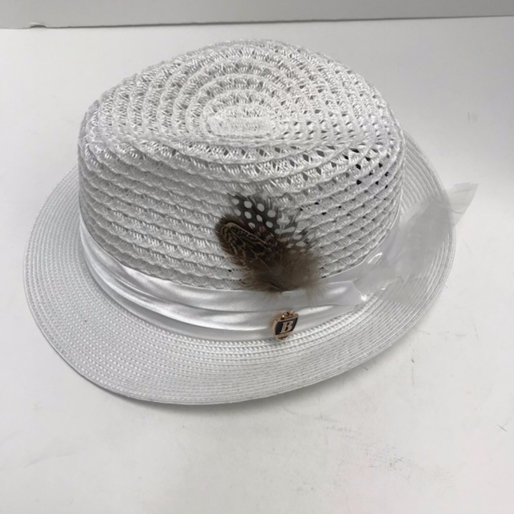 Boys White Hat by Bruno Capelo Polyester Braid